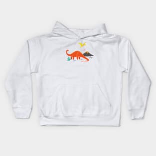 Jurassic Dinosaurs in Pink Kids Hoodie